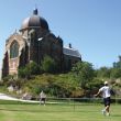 Playing tennis on the grass courts at the tennis camp
