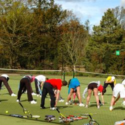 Dehnen an der London Tennis Clinic